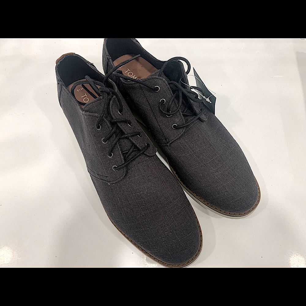 TOMS MEN'S PRESTON LINEN DRESS LACE-UP with tags